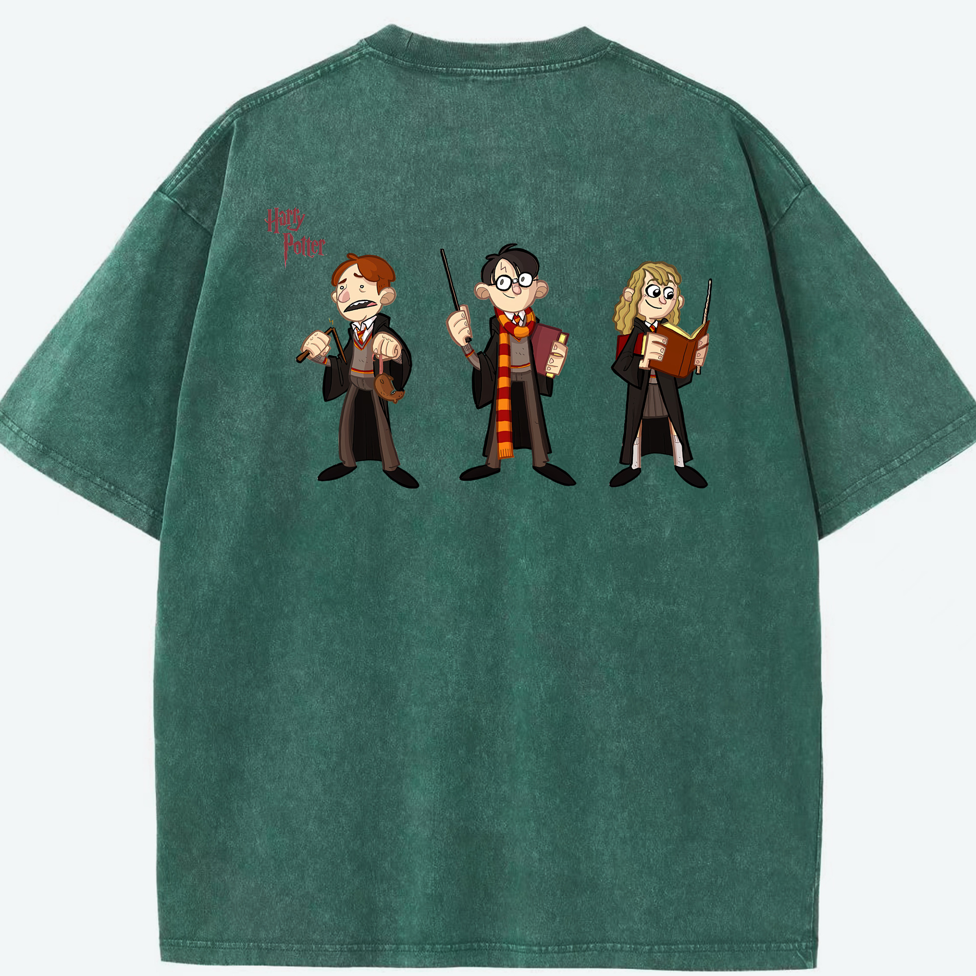 （画像用） Harry Potter ハリー・ポッターシリーズ 綿100% ヴィンテージ風 半袖Tシャツ（背面プリント）